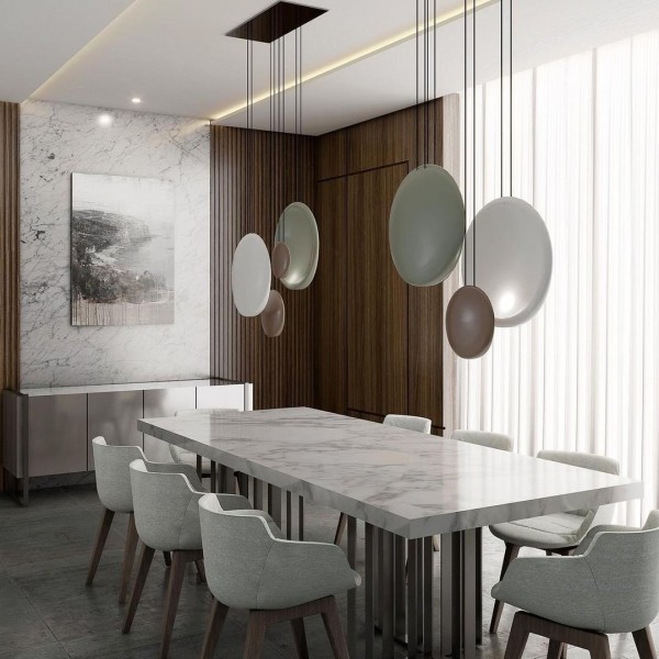 Modern Flattened Cosmos Pendant Light