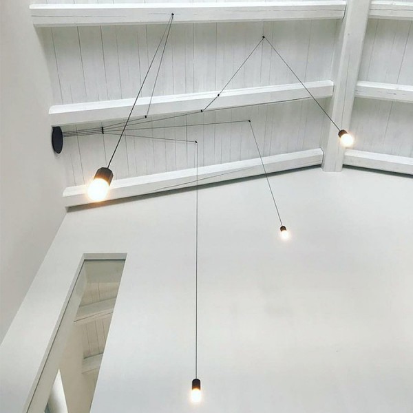 Industriell Svart Wireflow Free Form LED Pendellampa