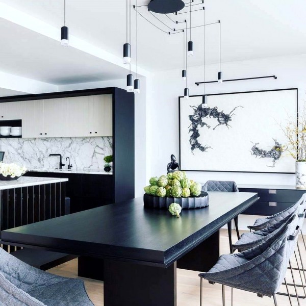 Industriell Svart Wireflow Free Form LED Pendellampa