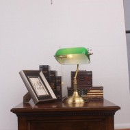 Lámpara de escritorio de vidrio vintage con forma de banquero, lámpara de mesa para biblioteca S53