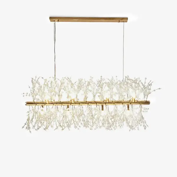 Lustre rectangulaire moderne en cristal avec feux d'artifice S15