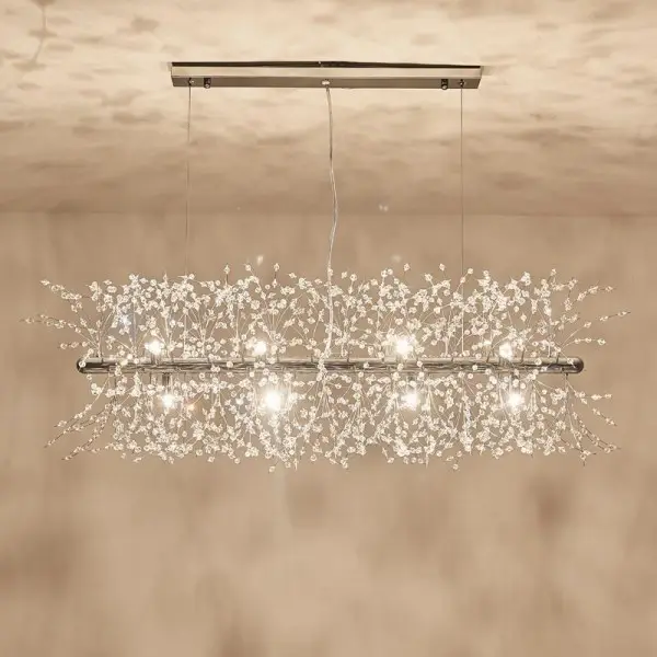 Lustre rectangulaire moderne en cristal avec feux d'artifice S15