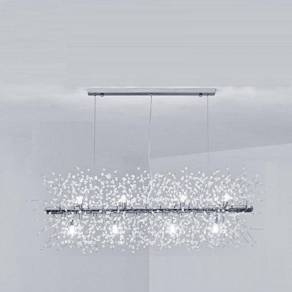 Lustre rectangulaire moderne en cristal avec feux d'artifice S15