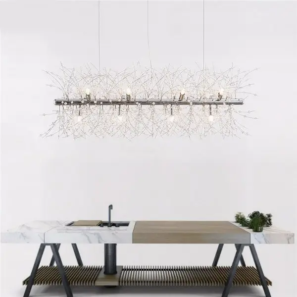 Lustre rectangulaire moderne en cristal avec feux d'artifice S15
