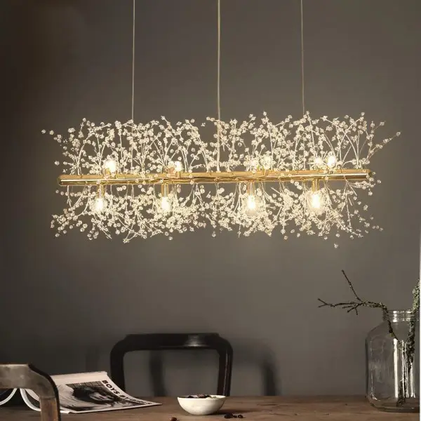 Lustre rectangulaire moderne en cristal avec feux d'artifice S15