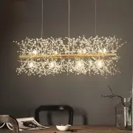 Lustre rectangulaire moderne en cristal avec feux d'artifice S15