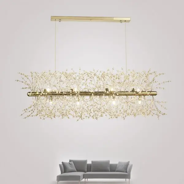 Lustre rectangulaire moderne en cristal avec feux d'artifice S15