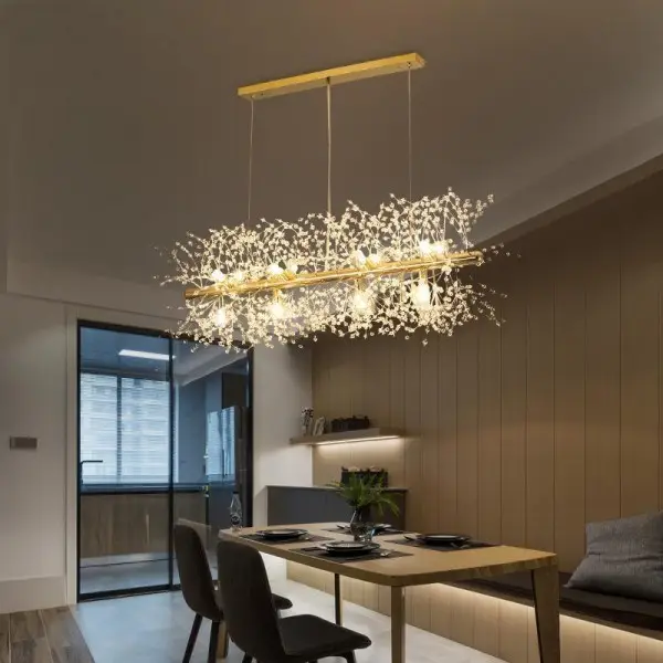 Lustre rectangulaire moderne en cristal avec feux d'artifice S15
