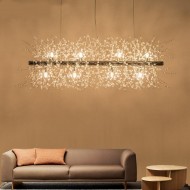 Lustre rectangulaire moderne en cristal avec feux d'artifice S15
