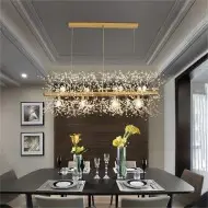 Lustre rectangulaire moderne en cristal avec feux d'artifice S15