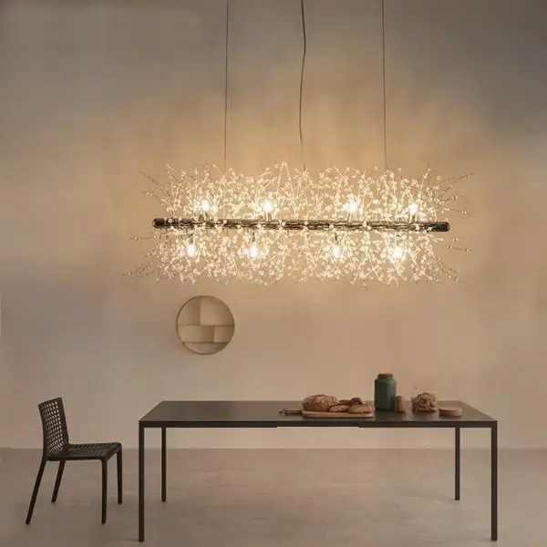 Lustre rectangulaire moderne en cristal avec feux d'artifice S15