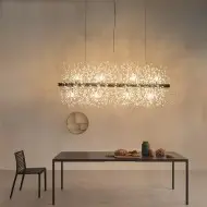 Lustre rectangulaire moderne en cristal avec feux d'artifice S15