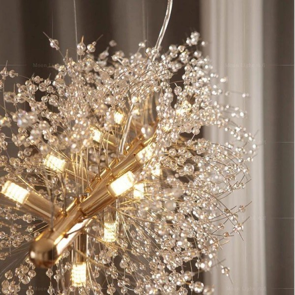 Lustre rectangulaire moderne en cristal avec feux d'artifice S15