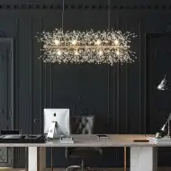 Lustre rectangulaire moderne en cristal avec feux d'artifice S15