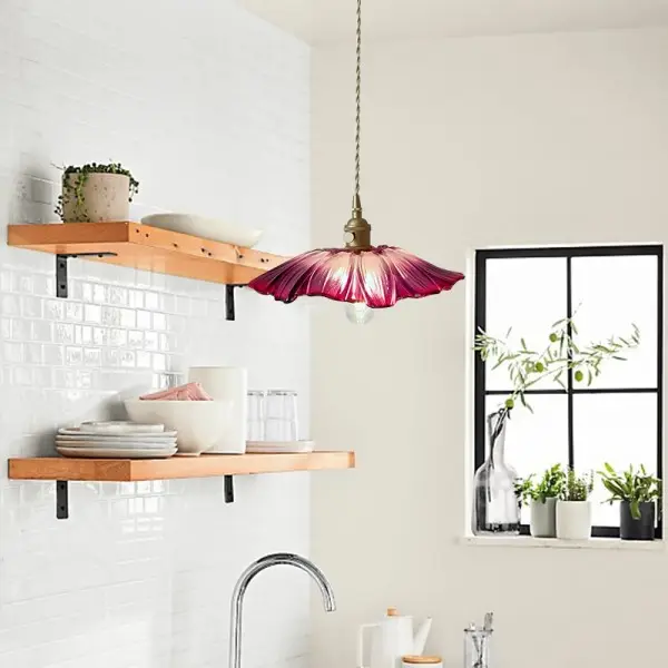 Tiffany Lotusglas Pendelleuchte S55