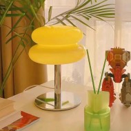 Lámpara de mesa Bauhaus Lollipop de vidrio ondulado S18