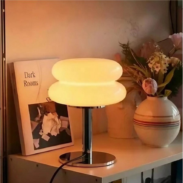 Lámpara de mesa Bauhaus Lollipop de vidrio ondulado S18