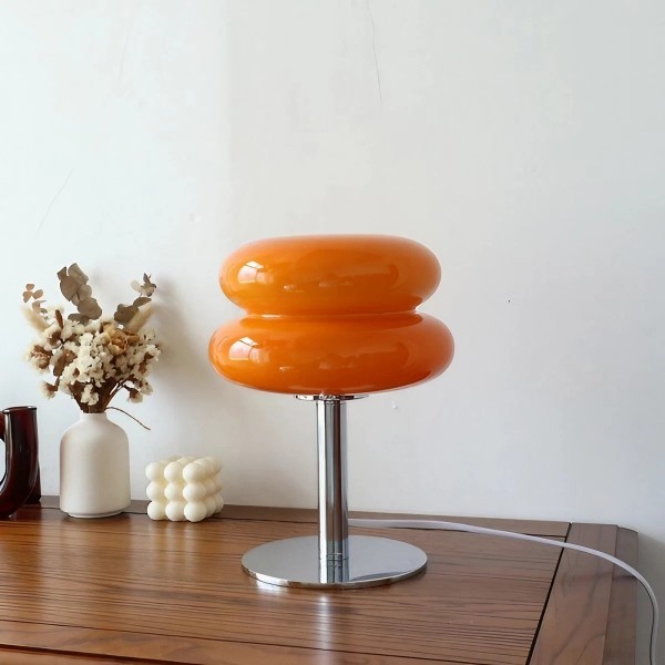 Lámpara de mesa Bauhaus Lollipop de vidrio ondulado S18
