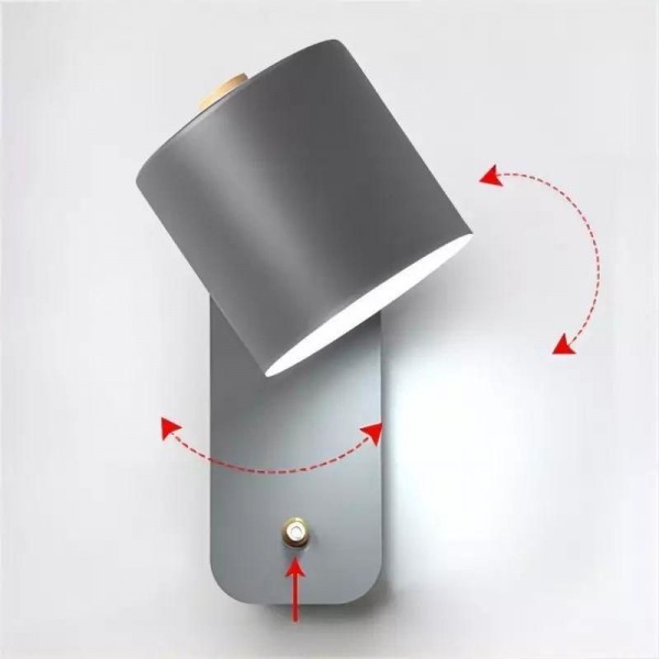 Swivel Cylinder Wall Mounted Night Light For Bedroom S27