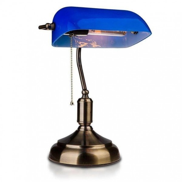 Lámpara de escritorio de vidrio vintage con forma de banquero, lámpara de mesa para biblioteca S53
