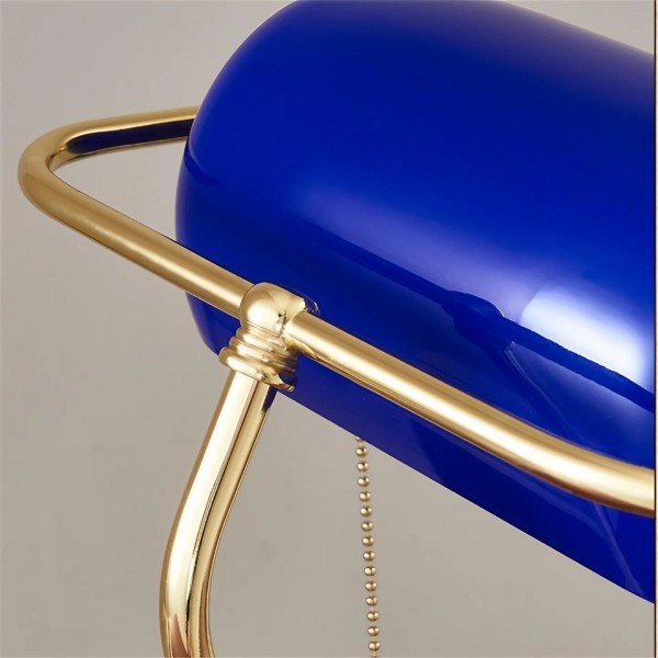 Lámpara de escritorio de vidrio vintage con forma de banquero, lámpara de mesa para biblioteca S53