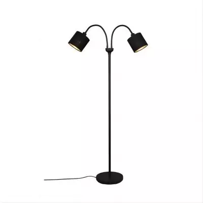 Lampa Podłogowa Z Matowego Czarnego Metalu Z Abażurem S67