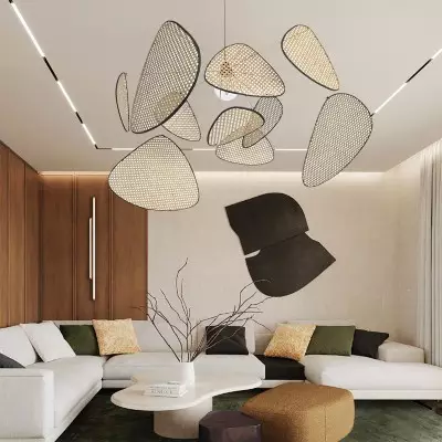 Lampe à suspension vintage en rotin Screen Cannage