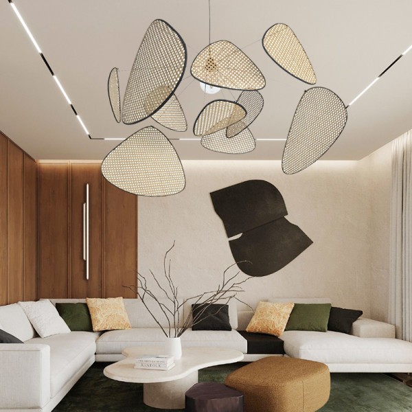 Lampada a sospensione in rattan vintage Screen Cannage