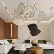 Lampada a sospensione in rattan vintage Screen Cannage