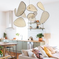 Lampada a sospensione in rattan vintage Screen Cannage