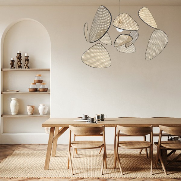 Lampada a sospensione in rattan vintage Screen Cannage