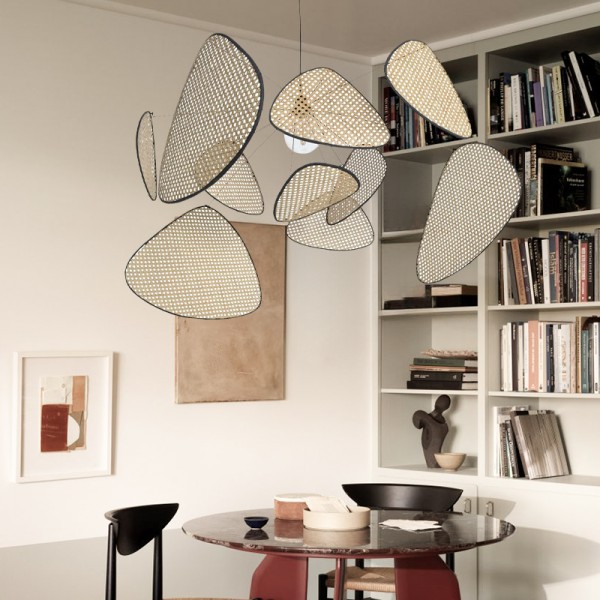 Lampada a sospensione in rattan vintage Screen Cannage