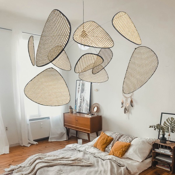 Lampada a sospensione in rattan vintage Screen Cannage