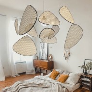 Lampada a sospensione in rattan vintage Screen Cannage
