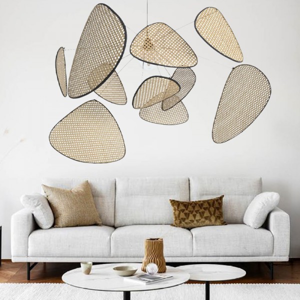 Lampada a sospensione in rattan vintage Screen Cannage