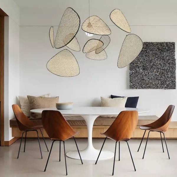 Lampada a sospensione in rattan vintage Screen Cannage