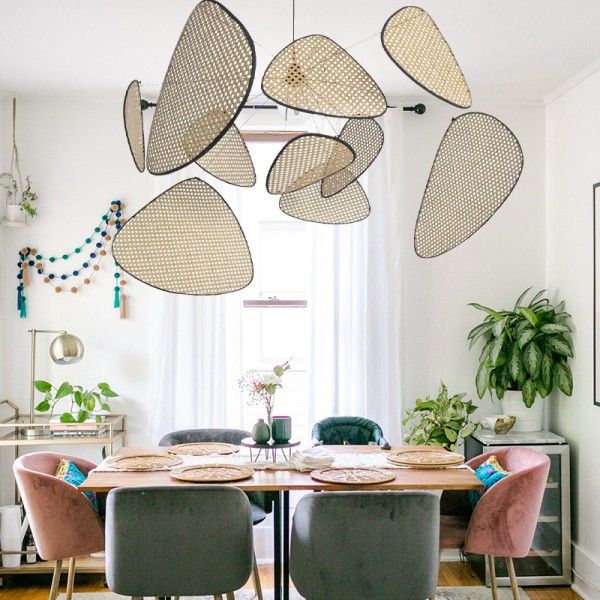 Lampada a sospensione in rattan vintage Screen Cannage