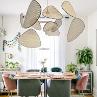 Lampada a sospensione in rattan vintage Screen Cannage