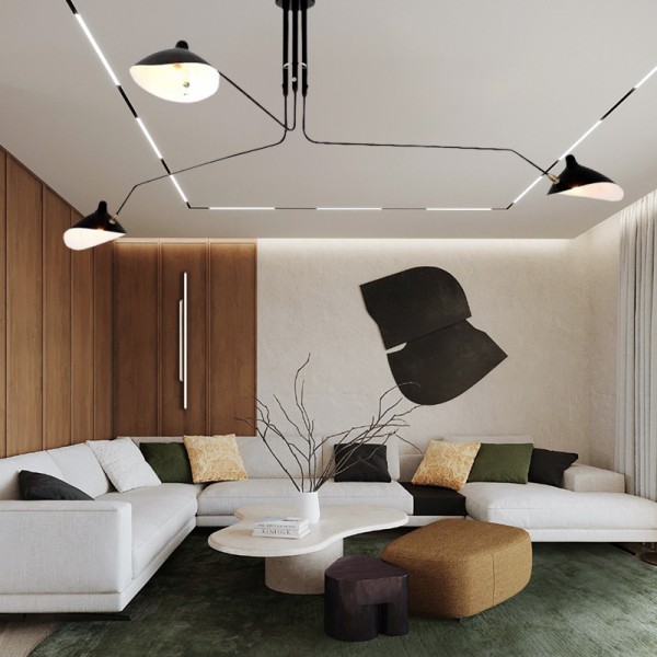 Lampada da soffitto industriale regolabile con braccio multiplo S17