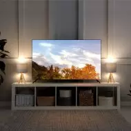 Wood Tripod Bedside Table Lamp With Grey Linen Lampshade S70