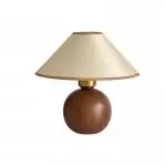 Wood Tripod Bedside Table Lamp With Grey Linen Lampshade S70