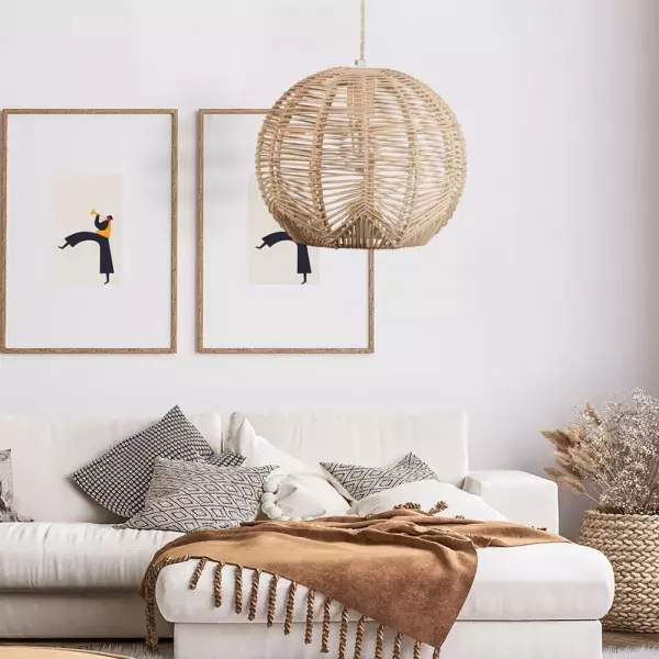 Doyle Orb Rattan-Pendelleuchte S73