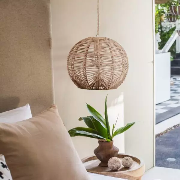 Doyle Orb Rattan-Pendelleuchte S73