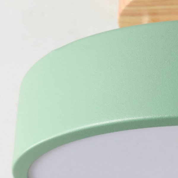 Drewniana Okrągła Lampa Sufitowa Nordic Makaronik S82