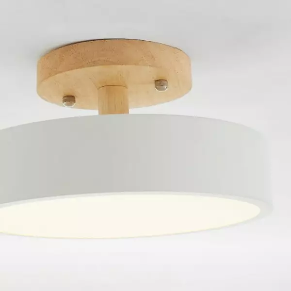 Drewniana Okrągła Lampa Sufitowa Nordic Makaronik S82