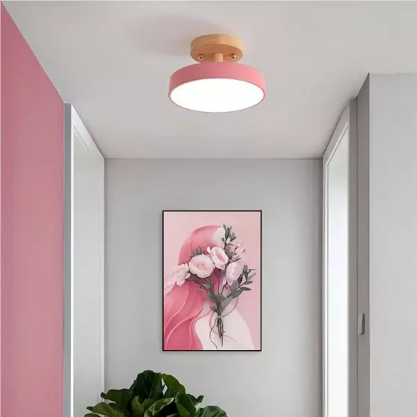 Drewniana Okrągła Lampa Sufitowa Nordic Makaronik S82