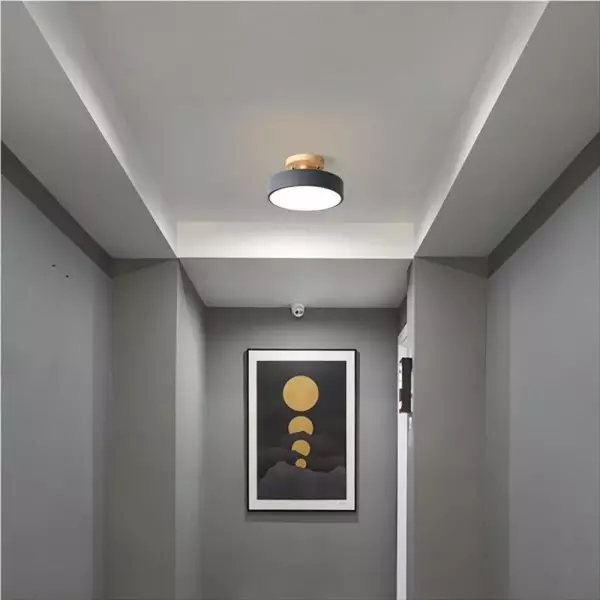 Drewniana Okrągła Lampa Sufitowa Nordic Makaronik S82