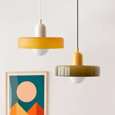 Lampe à suspension en forme de boule à disque en verre Morandi S85
