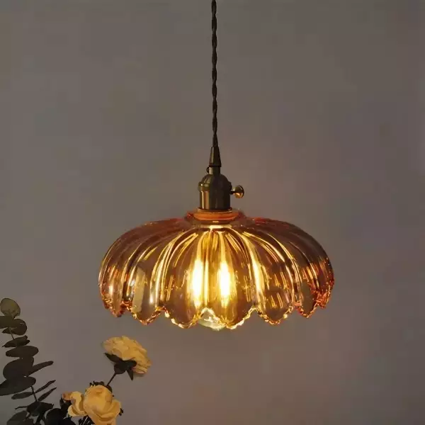 Lampa Wisząca Ze Szkła w Kształcie Płatków Retro S89