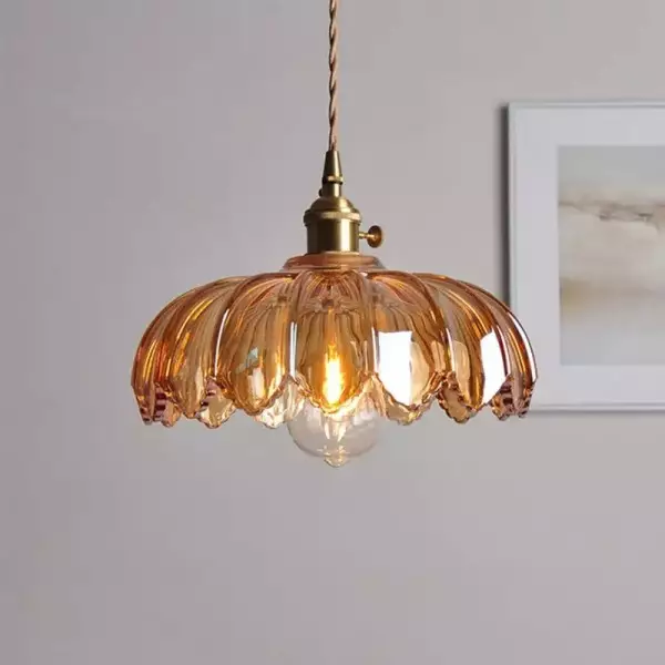 Lampa Wisząca Ze Szkła w Kształcie Płatków Retro S89